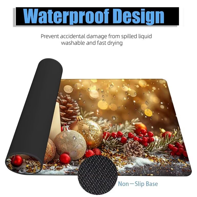 Schreibtischunterlage Weiß Mauspad XXL 150x80cm Mousepad Kerze Gaming Mauspad mit Nicht rutschender Unterlage, Vernähte Kanten WassXerdicht Anti-Rutsch Maus Pad für Laptop, Office Geschenke F0-932 Bild 4