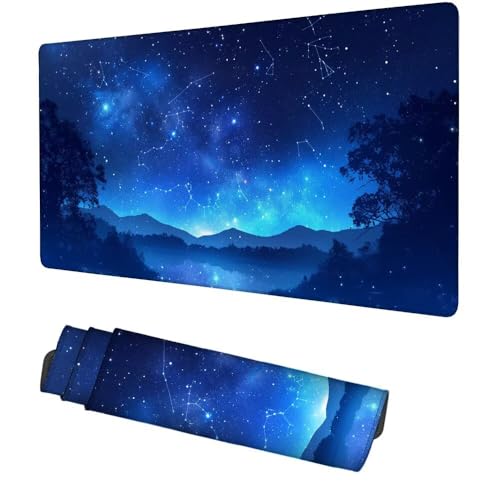 Sternenhimmel Mauspad 1000x500x3mm, Mousepad Gaming Mauspad blau Mousepad XXL, Mouse Pad mit Vernähten Kanten und rutschfeste Gummibasis, Schreibtisch Zubehör, für Gaming Tastatur und Maus, f-430 Bild 1