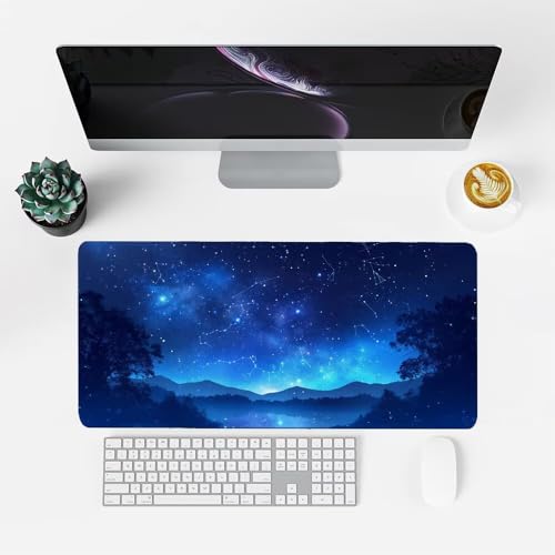 Sternenhimmel Mauspad 1000x500x3mm, Mousepad Gaming Mauspad blau Mousepad XXL, Mouse Pad mit Vernähten Kanten und rutschfeste Gummibasis, Schreibtisch Zubehör, für Gaming Tastatur und Maus, f-430 Bild 2
