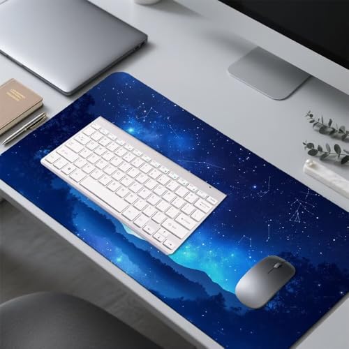Sternenhimmel Mauspad 1000x500x3mm, Mousepad Gaming Mauspad blau Mousepad XXL, Mouse Pad mit Vernähten Kanten und rutschfeste Gummibasis, Schreibtisch Zubehör, für Gaming Tastatur und Maus, f-430 Bild 4