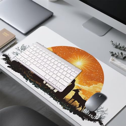 Sonne Mauspad 900x500x3mm, Mousepad Gaming Mauspad Tier Mousepad XXL, Mouse Pad mit Vernähten Kanten und rutschfeste Gummibasis, Schreibtisch Zubehör, Maus Pad für Gaming Tastatur und Maus, f-410 Bild 4