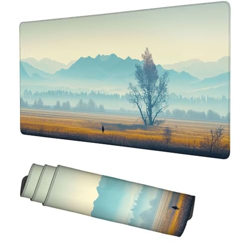 Baum Mauspad 900x500x3mm, Mousepad Gaming Mauspad Pflanze Mousepad XXL, Mouse Pad mit Vernähten Kanten und rutschfeste Gummibasis, Schreibtisch Zubehör, Maus Pad für Gaming Tastatur und Maus, f-408 Bild 1