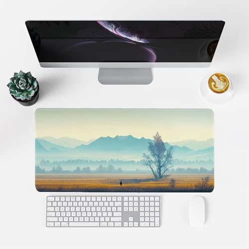 Baum Mauspad 900x500x3mm, Mousepad Gaming Mauspad Pflanze Mousepad XXL, Mouse Pad mit Vernähten Kanten und rutschfeste Gummibasis, Schreibtisch Zubehör, Maus Pad für Gaming Tastatur und Maus, f-408 Bild 2