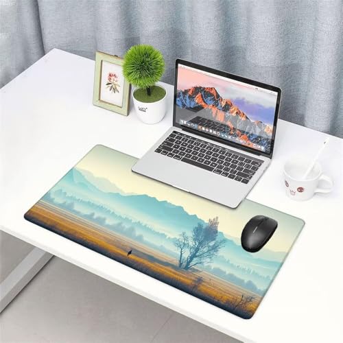 Baum Mauspad 900x500x3mm, Mousepad Gaming Mauspad Pflanze Mousepad XXL, Mouse Pad mit Vernähten Kanten und rutschfeste Gummibasis, Schreibtisch Zubehör, Maus Pad für Gaming Tastatur und Maus, f-408 Bild 3