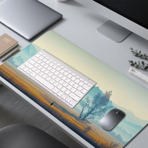Baum Mauspad 900x500x3mm, Mousepad Gaming Mauspad Pflanze Mousepad XXL, Mouse Pad mit Vernähten Kanten und rutschfeste Gummibasis, Schreibtisch Zubehör, Maus Pad für Gaming Tastatur und Maus, f-408 Bild 4