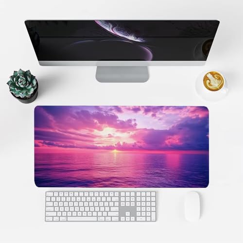 Himmel Mauspad 900x500x3mm, Mousepad Gaming Mauspad Lila Mousepad XXL, Mouse Pad mit Vernähten Kanten und rutschfeste Gummibasis, Schreibtisch Zubehör, Maus Pad für Gaming Tastatur und Maus, f-420 Bild 2