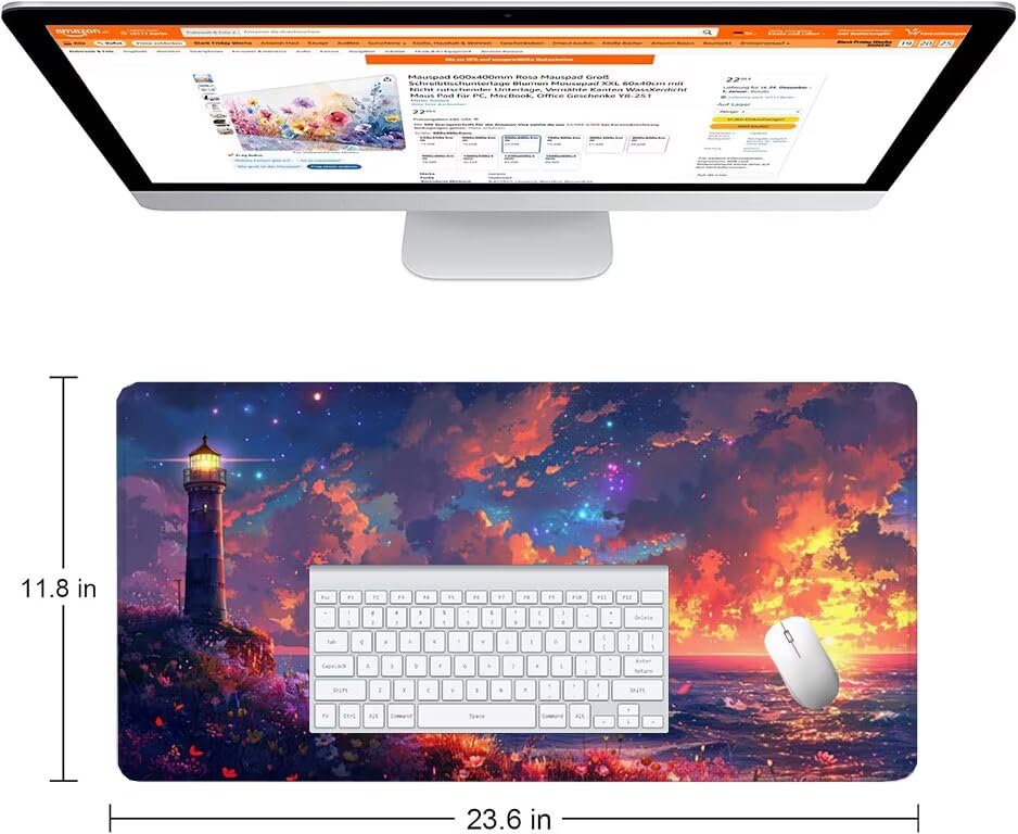 Schreibtischunterlage Rosa Mauspad XXL 150x80cm Mousepad Turm Gaming Mauspad mit Nicht rutschender Unterlage, Vernähte Kanten WassXerdicht Anti-Rutsch Maus Pad für PC, MacBook, Laptop, Office F0-941 Bild 2