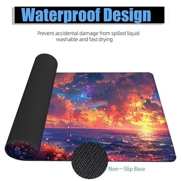 Schreibtischunterlage Rosa Mauspad XXL 150x80cm Mousepad Turm Gaming Mauspad mit Nicht rutschender Unterlage, Vernähte Kanten WassXerdicht Anti-Rutsch Maus Pad für PC, MacBook, Laptop, Office F0-941 Bild 4