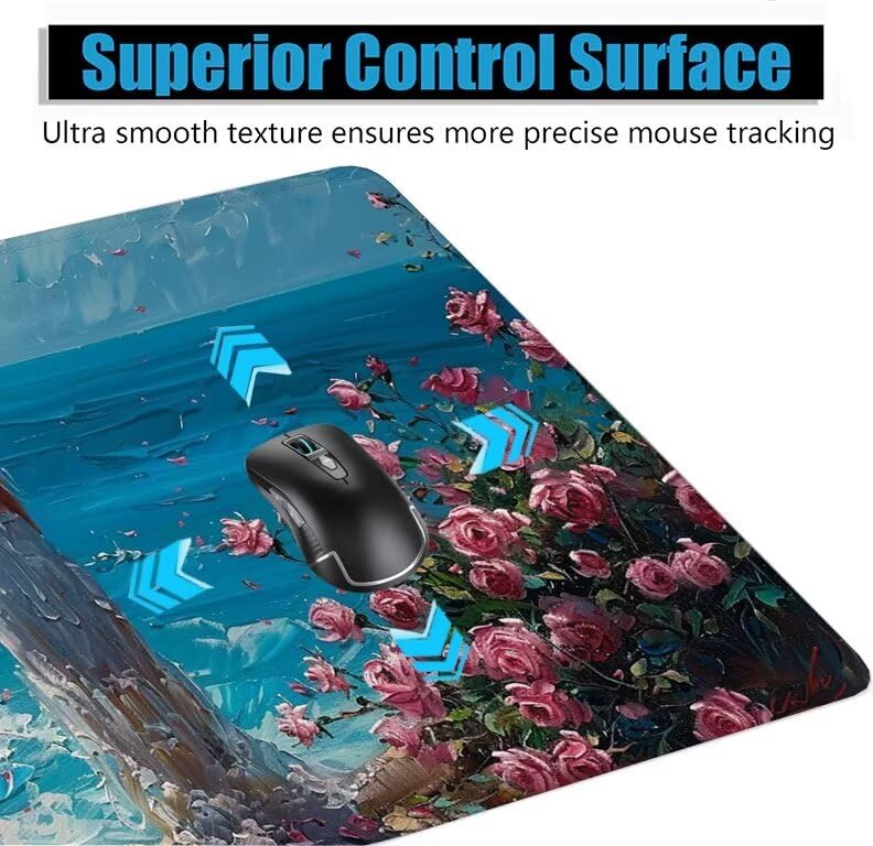 Schreibtischunterlage Mädchen Mauspad XXL 150x80cm Mousepad Blau Gaming Mauspad mit Nicht rutschender Unterlage, Vernähte Kanten WassXerdicht Anti-Rutsch Maus Pad für Laptop, Office Geschenke F0-923 Bild 5