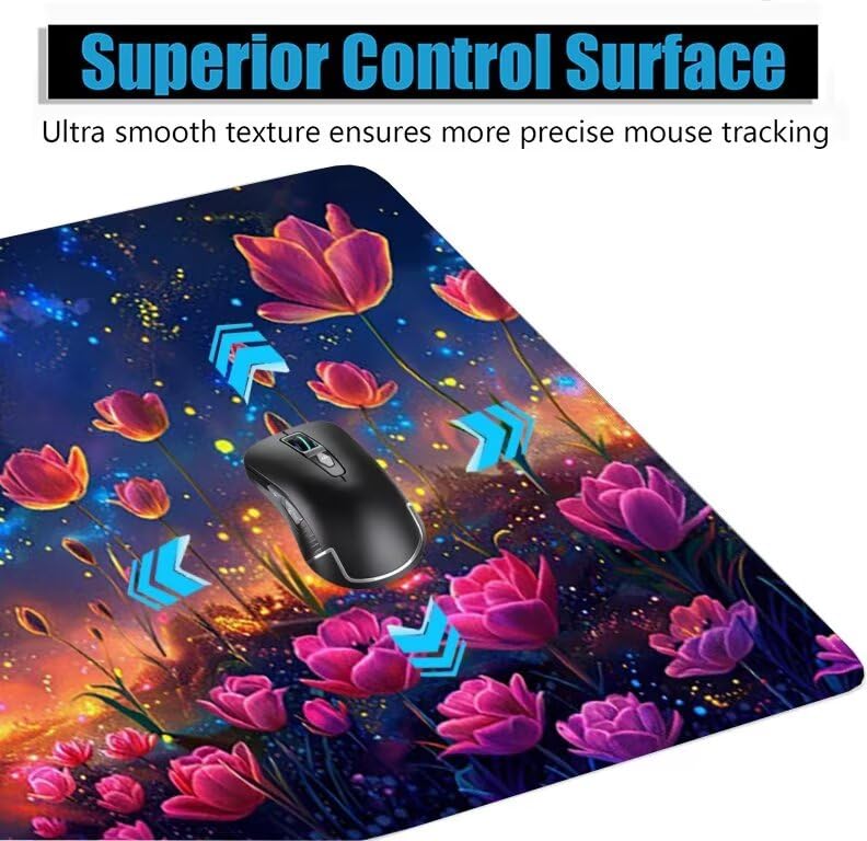 Schreibtischunterlage Lila Mauspad XXL 150x80cm Mousepad Blume Gaming Mauspad mit Nicht rutschender Unterlage, Vernähte Kanten WassXerdicht Anti-Rutsch Maus Pad für Laptop, Office Geschenke F0-938 Bild 5