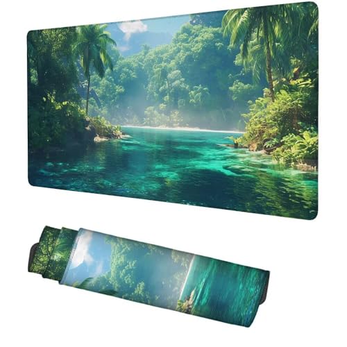 Baum Mauspad 900x500x3mm, Mousepad Gaming Mauspad Grün (1) Mousepad XXL, Mouse Pad mit Vernähten Kanten und rutschfeste Gummibasis, Schreibtisch Zubehör, Maus Pad für Gaming Tastatur und Maus, f-402 Bild 1