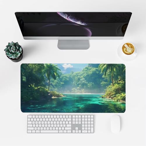 Baum Mauspad 900x500x3mm, Mousepad Gaming Mauspad Grün (1) Mousepad XXL, Mouse Pad mit Vernähten Kanten und rutschfeste Gummibasis, Schreibtisch Zubehör, Maus Pad für Gaming Tastatur und Maus, f-402 Bild 2