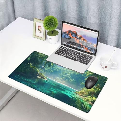 Baum Mauspad 900x500x3mm, Mousepad Gaming Mauspad Grün (1) Mousepad XXL, Mouse Pad mit Vernähten Kanten und rutschfeste Gummibasis, Schreibtisch Zubehör, Maus Pad für Gaming Tastatur und Maus, f-402 Bild 3