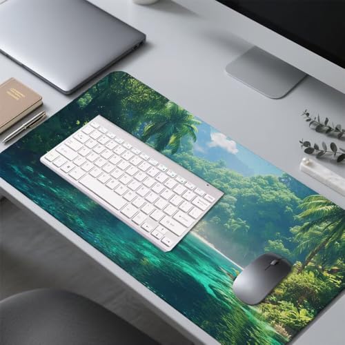 Baum Mauspad 900x500x3mm, Mousepad Gaming Mauspad Grün (1) Mousepad XXL, Mouse Pad mit Vernähten Kanten und rutschfeste Gummibasis, Schreibtisch Zubehör, Maus Pad für Gaming Tastatur und Maus, f-402 Bild 4