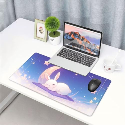 Hase Mauspad 1000x500x3mm, Mousepad Gaming Mauspad Mond Mousepad XXL, Mouse Pad mit Vernähten Kanten und rutschfeste Gummibasis, Schreibtisch Zubehör, Maus Pad für Gaming Tastatur und Maus, f-424 Bild 3