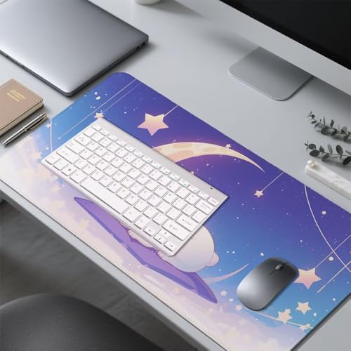 Hase Mauspad 1000x500x3mm, Mousepad Gaming Mauspad Mond Mousepad XXL, Mouse Pad mit Vernähten Kanten und rutschfeste Gummibasis, Schreibtisch Zubehör, Maus Pad für Gaming Tastatur und Maus, f-424 Bild 4