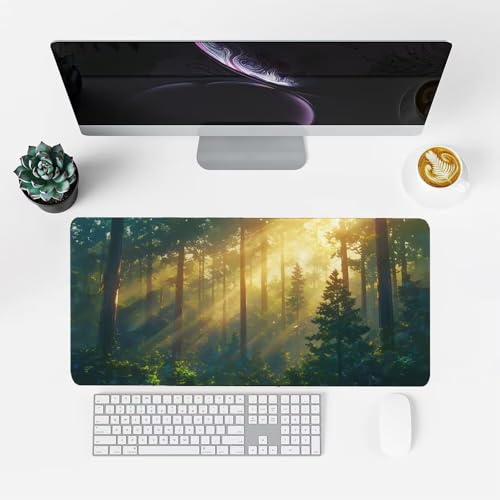 Baum Mauspad 1000x500x3mm, Mousepad Gaming Mauspad Wald Mousepad XXL, Mouse Pad mit Vernähten Kanten und rutschfeste Gummibasis, Schreibtisch Zubehör, Maus Pad für Gaming Tastatur und Maus, f-406 Bild 2