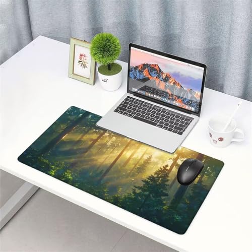 Baum Mauspad 1000x500x3mm, Mousepad Gaming Mauspad Wald Mousepad XXL, Mouse Pad mit Vernähten Kanten und rutschfeste Gummibasis, Schreibtisch Zubehör, Maus Pad für Gaming Tastatur und Maus, f-406 Bild 3