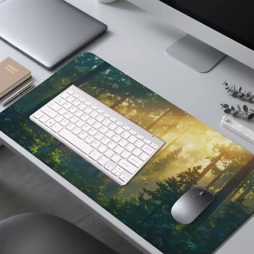 Baum Mauspad 1000x500x3mm, Mousepad Gaming Mauspad Wald Mousepad XXL, Mouse Pad mit Vernähten Kanten und rutschfeste Gummibasis, Schreibtisch Zubehör, Maus Pad für Gaming Tastatur und Maus, f-406 Bild 4