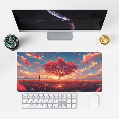 Baum Mauspad 1000x500x3mm, Mousepad Gaming Mauspad rot Mousepad XXL, Mouse Pad mit Vernähten Kanten und rutschfeste Gummibasis, Schreibtisch Zubehör, Maus Pad für Gaming Tastatur und Maus, f-398 Bild 2