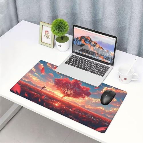 Baum Mauspad 1000x500x3mm, Mousepad Gaming Mauspad rot Mousepad XXL, Mouse Pad mit Vernähten Kanten und rutschfeste Gummibasis, Schreibtisch Zubehör, Maus Pad für Gaming Tastatur und Maus, f-398 Bild 3