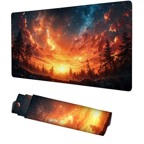 Sternenhimmel Mauspad 900x500x3mm, Mousepad Gaming Mauspad Fantasie Mousepad XXL, Mouse Pad mit Vernähten Kanten und rutschfeste Gummibasis, Schreibtisch Zubehör, für Gaming Tastatur und Maus, f-426 Bild 1