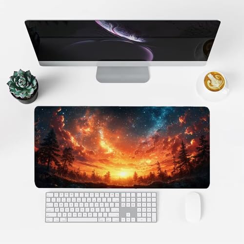 Sternenhimmel Mauspad 900x500x3mm, Mousepad Gaming Mauspad Fantasie Mousepad XXL, Mouse Pad mit Vernähten Kanten und rutschfeste Gummibasis, Schreibtisch Zubehör, für Gaming Tastatur und Maus, f-426 Bild 2