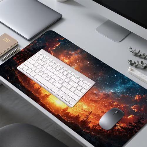 Sternenhimmel Mauspad 900x500x3mm, Mousepad Gaming Mauspad Fantasie Mousepad XXL, Mouse Pad mit Vernähten Kanten und rutschfeste Gummibasis, Schreibtisch Zubehör, für Gaming Tastatur und Maus, f-426 Bild 4