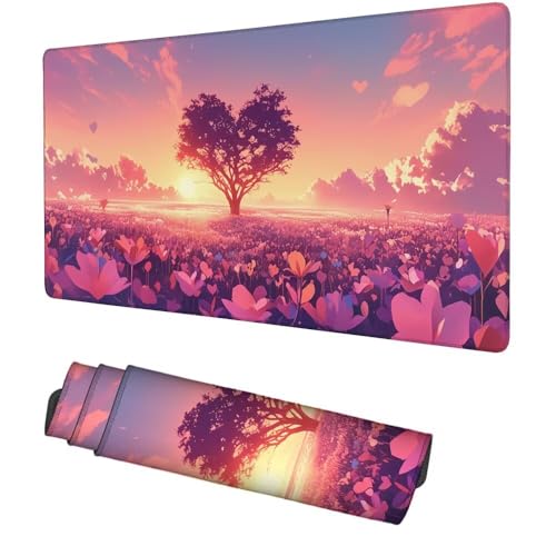 Baum Mauspad 1000x500x3mm, Mousepad Gaming Mauspad Sonnenuntergang Mousepad XXL, Mouse Pad mit Vernähten Kanten und rutschfeste Gummibasis, Schreibtisch Zubehör, für Gaming Tastatur und Maus, f-400 Bild 1