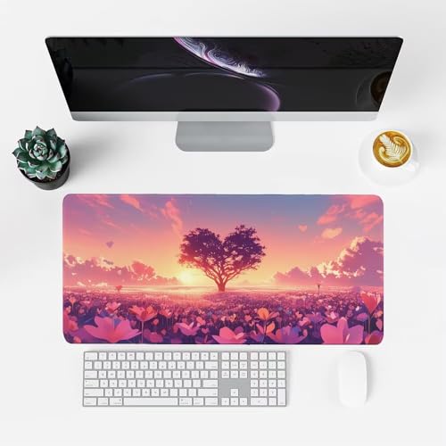 Baum Mauspad 1000x500x3mm, Mousepad Gaming Mauspad Sonnenuntergang Mousepad XXL, Mouse Pad mit Vernähten Kanten und rutschfeste Gummibasis, Schreibtisch Zubehör, für Gaming Tastatur und Maus, f-400 Bild 2