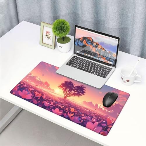 Baum Mauspad 1000x500x3mm, Mousepad Gaming Mauspad Sonnenuntergang Mousepad XXL, Mouse Pad mit Vernähten Kanten und rutschfeste Gummibasis, Schreibtisch Zubehör, für Gaming Tastatur und Maus, f-400 Bild 3