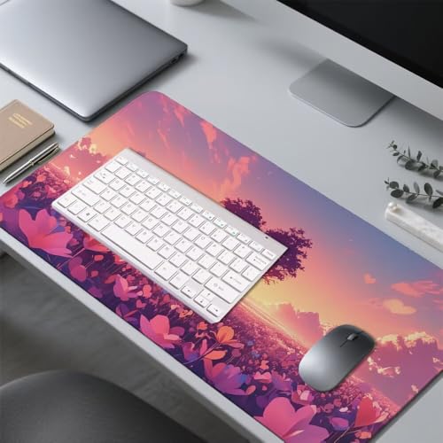 Baum Mauspad 1000x500x3mm, Mousepad Gaming Mauspad Sonnenuntergang Mousepad XXL, Mouse Pad mit Vernähten Kanten und rutschfeste Gummibasis, Schreibtisch Zubehör, für Gaming Tastatur und Maus, f-400 Bild 4