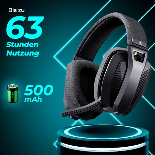 Defender® Orion Wireless Gaming Headset, bis 63h Akkulaufzeit, 2.4GHz+BT(≤30ms), 7.1 SurroundSound,Kopfhörer Mit Mikrofon mit Noise-Cancelling, Kompatibel für PS5/PS4/Switch, PC Headset, Schwarz Bild 5