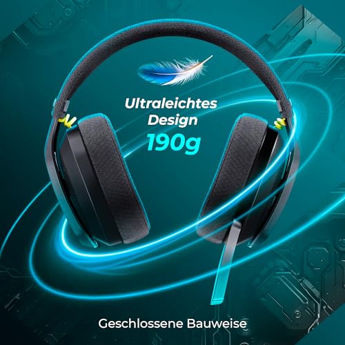 Defender® Orion Wireless Gaming Headset, bis 63h Akkulaufzeit, 2.4GHz+BT(≤30ms), 7.1 SurroundSound,Kopfhörer Mit Mikrofon mit Noise-Cancelling, Kompatibel für PS5/PS4/Switch, PC Headset, Schwarz Bild 6
