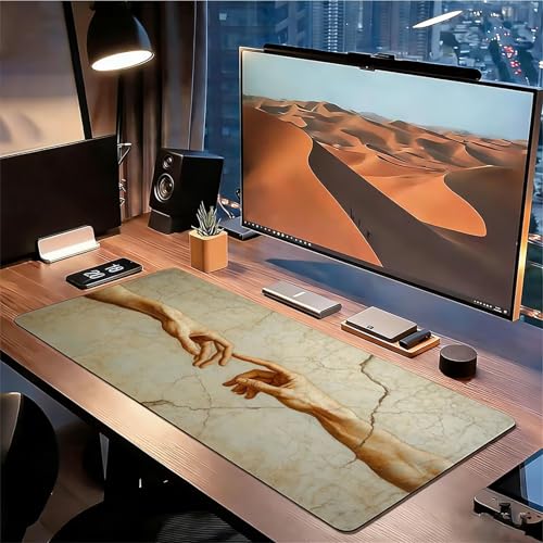Gaming Mauspad XXL 1600x800x3mm Beige Mousepad, Große Speed rutschfeste Schreibtischunterlage Hand Verbessert Präzision und Geschwindigkeit mit Stoßdämpfung für Tastatur und Maus Homeoffice xg-875 Bild 3