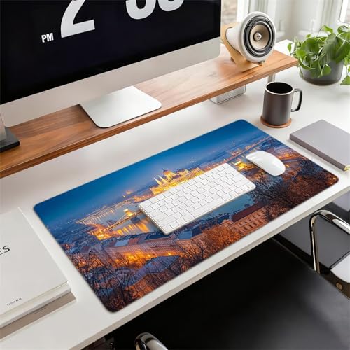 Gaming Mauspad XXL 1600x800x3mm Eisenbrücke Mousepad, Große Speed rutschfeste Schreibtischunterlage Landschaft Verbessert Präzision und Geschwindigkeit mit Stoßdämpfung für Tastatur und Maus xg-863 Bild 2