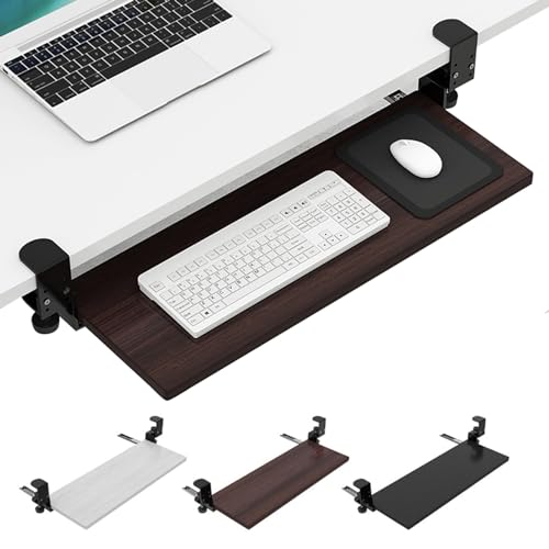 Tastaturablage unter der Tastatur, C-Klemme, stanzfreie Installation, 65 x 24 cm, platzsparendes Design für Tastatur und Maus, schwarz – perfekt für Home Office & Gaming Setup. Bild 1