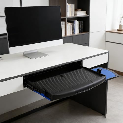 Ausziehbare Tastaturablage unter – 530 x 215 mm ausziehbar mit Maus-Plattform für Büro, Zuhause und Gaming – platzsparende Lösung Bild 2