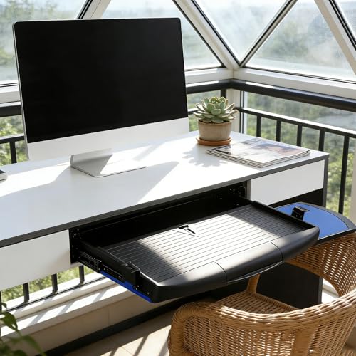 Ausziehbare Tastaturablage unter – 530 x 215 mm ausziehbar mit Maus-Plattform für Büro, Zuhause und Gaming – platzsparende Lösung Bild 6