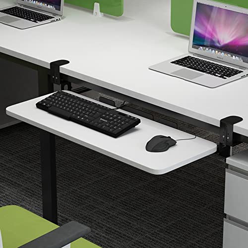 Ausziehbare Tastaturablage, Ablage für Tastatur und Maus, verstellbare 65 cm Verlängerungsplattform, Schwarz/Weiß, perfekt für Home Office und Gaming Bild 3