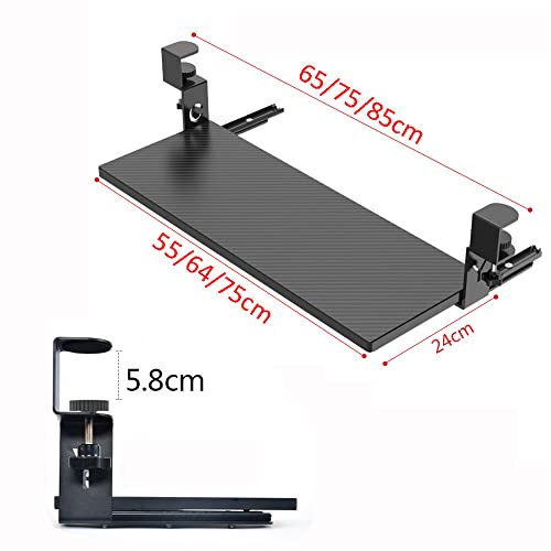 Tastaturablage, 23,9 x 74,9 cm, Clip-On-Schieberegal für Maus und Tastatur, platzsparende Ablage für Home Office & Gaming Setup Bild 6