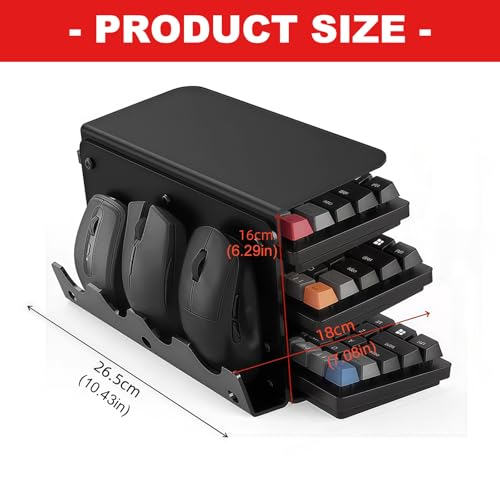Verstellbarer Acryl-Tastaturständer, 3-lagiges Gaming-Tablett für 4 Tastaturen und 3 Mäuse, Zubehör, platzsparender Nizer, dickes und stabiles Design Bild 3