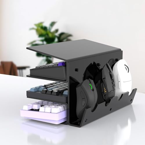 Verstellbarer Acryl-Tastaturständer, 3-lagiges Gaming-Tablett für 4 Tastaturen und 3 Mäuse, Zubehör, platzsparender Nizer, dickes und stabiles Design Bild 6