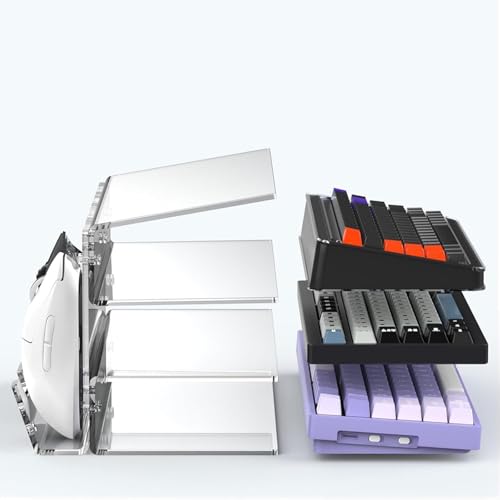 Verstellbarer Acryl-Tastaturständer, 3-lagiges Gaming-Tablett für 4 Tastaturen und 3 Mäuse, Zubehör, platzsparender Nizer, dickes und stabiles Design Bild 7