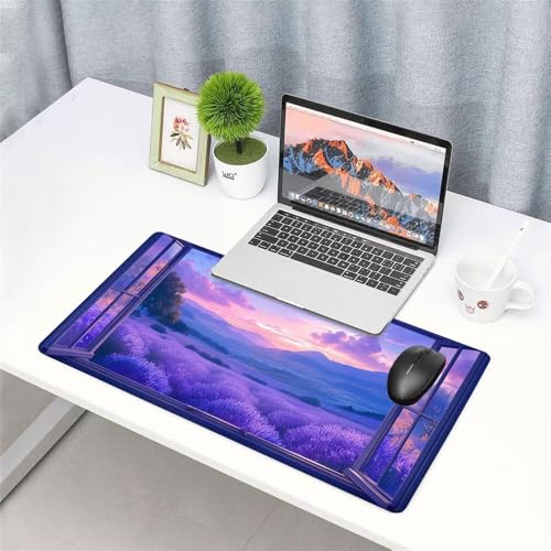 Lavendel Mauspad 900x500x3mm, Mousepad Gaming Mauspad Sonnenuntergang Mousepad XXL, Mouse Pad mit Vernähten Kanten und Rutschfeste Gummibasis, Schreibtisch Zubehör, für Gaming Tastatur und Maus, f-450 Bild 3