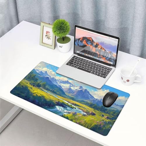 Schneeberge Mauspad 1000x500x3mm, Mousepad Gaming Mauspad Steppe Mousepad XXL, Mouse Pad mit Vernähten Kanten und rutschfeste Gummibasis, Schreibtisch Zubehör, für Gaming Tastatur und Maus, f-446 Bild 3