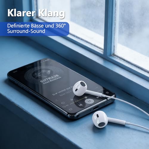 In-Ear Kopfhörer Kabelgebunden 3.5mm Klinke mit Mikrofon, Stereo Ohrhörer mit Klarem Sound & Bass, In Ear Headset Kompatibel mit Phone/iPod/iPad/Huawei/Xiaomi/Sasung/Android/MP3/MP4/PC Bild 3