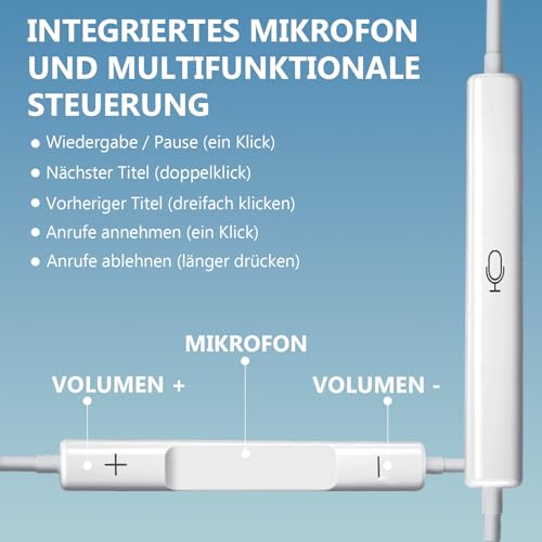 In-Ear Kopfhörer Kabelgebunden 3.5mm Klinke mit Mikrofon, Stereo Ohrhörer mit Klarem Sound & Bass, In Ear Headset Kompatibel mit Phone/iPod/iPad/Huawei/Xiaomi/Sasung/Android/MP3/MP4/PC Bild 4