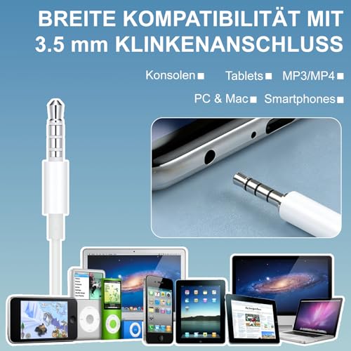 In-Ear Kopfhörer Kabelgebunden 3.5mm Klinke mit Mikrofon, Stereo Ohrhörer mit Klarem Sound & Bass, In Ear Headset Kompatibel mit Phone/iPod/iPad/Huawei/Xiaomi/Sasung/Android/MP3/MP4/PC Bild 6