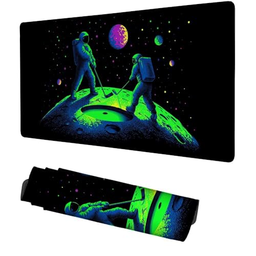 Planeten Mauspad 900x500x3mm, Mousepad Gaming Mauspad Grün Mousepad XXL, Mouse Pad mit Vernähten Kanten und rutschfeste Gummibasis, Schreibtisch Zubehör, Maus Pad für Gaming Tastatur und Maus, f-438 Bild 1
